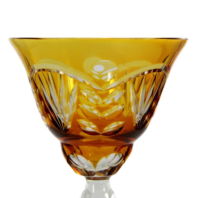 Stem glass with amber-colored overlay, Rohrbach and Böhme around 1920