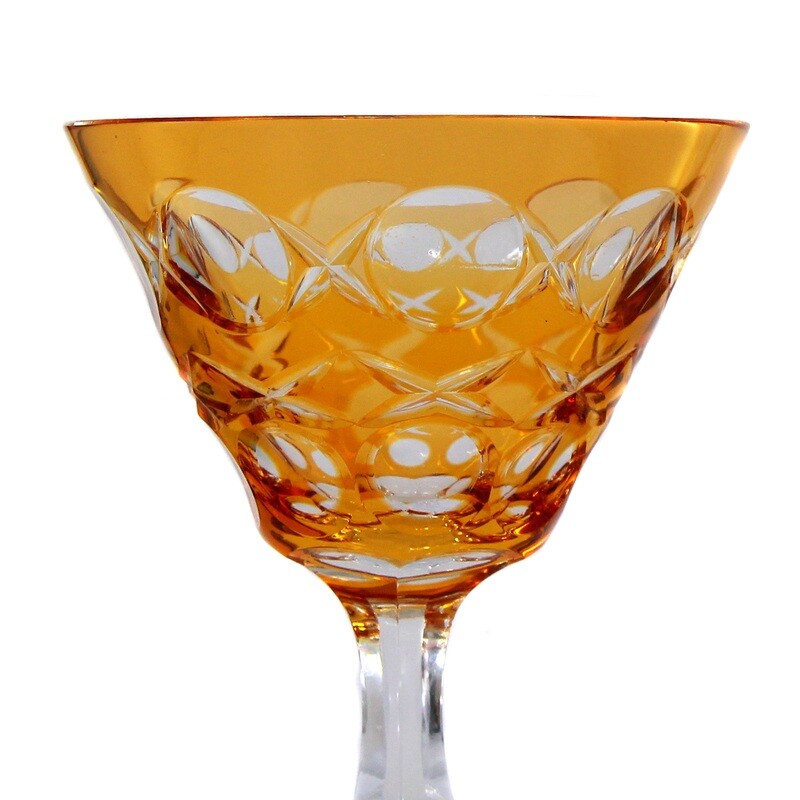 Stem glass with orange overlay, designed by Alexander Pfohl, Josephinenhütte around 1929
