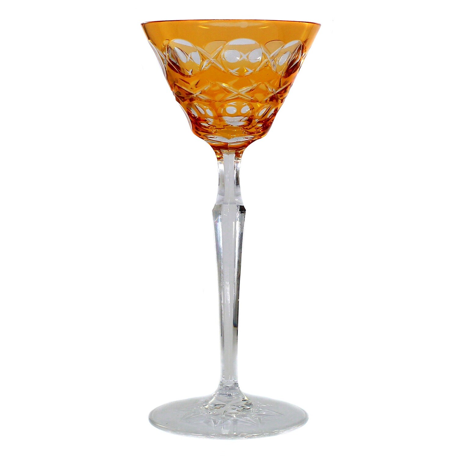 Stem glass with orange overlay, designed by Alexander Pfohl, Josephinenhütte around 1929