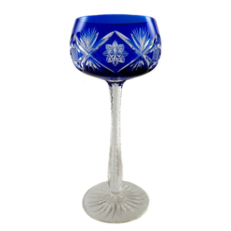 Overlay Roman with cobalt blue cut-decorated cup, Josephinenhütte, Diva