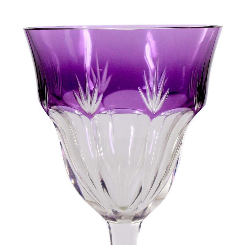 Art Deco stem glass with overlay and decorative cut, Theresienthal around 1920-30