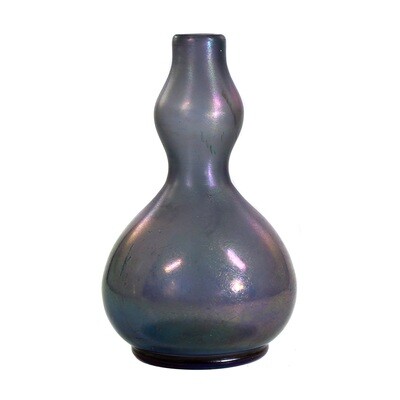 Kleine Zypern-Glas Vase, sign. Fritz Heckert, Entw. Max Rade um 1890
