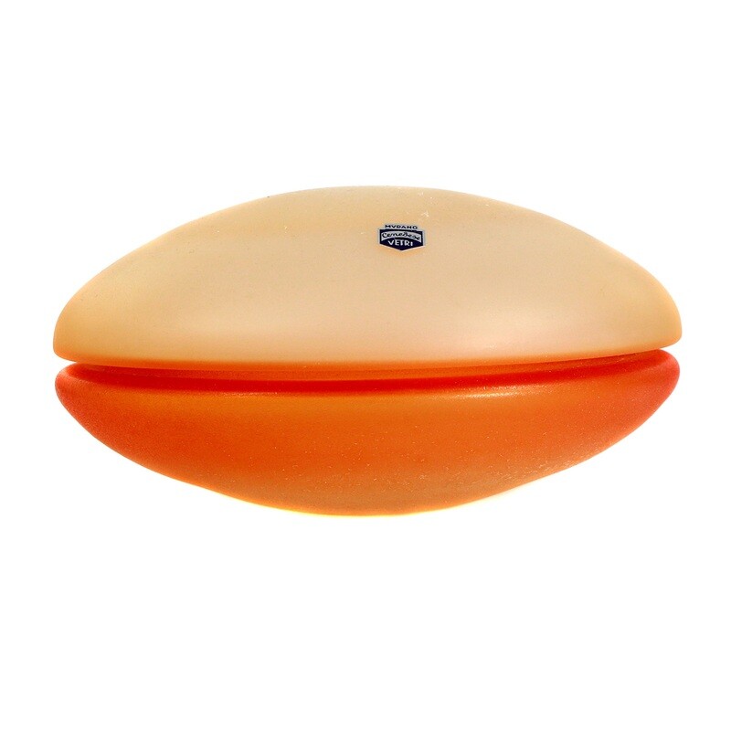 Large lidded box with orange overlay, Vetreria Cenedese around 1970