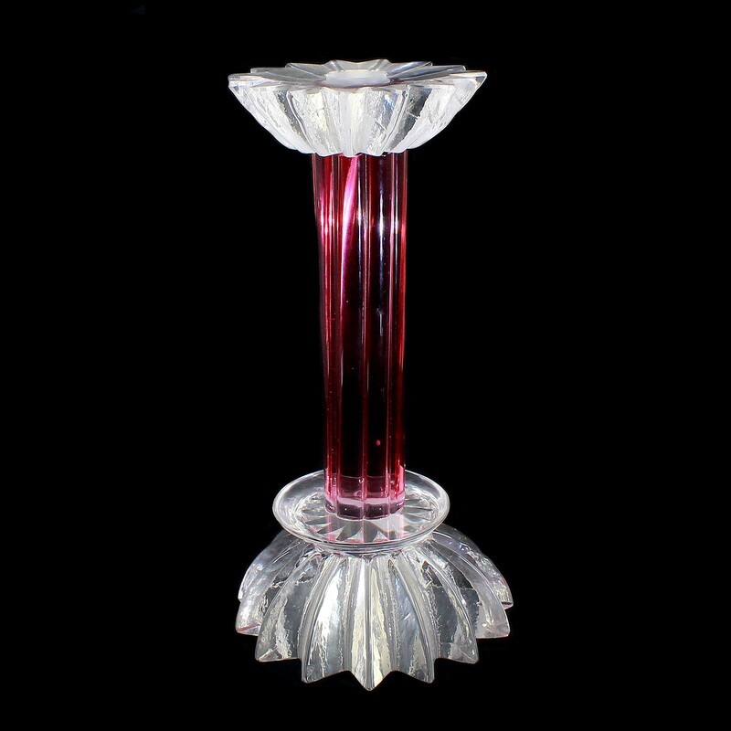 Heavy candlestick made of rosaline glass, Vetreria Cenedese around 1980