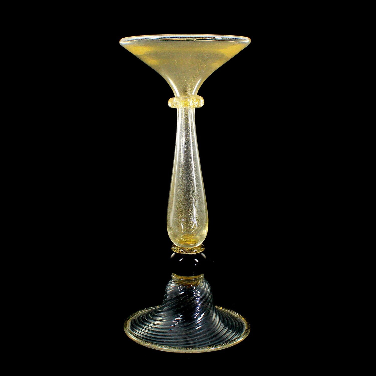 Large vase made of colorless glass with gold shimmer inclusions, Vetreria Cenedese