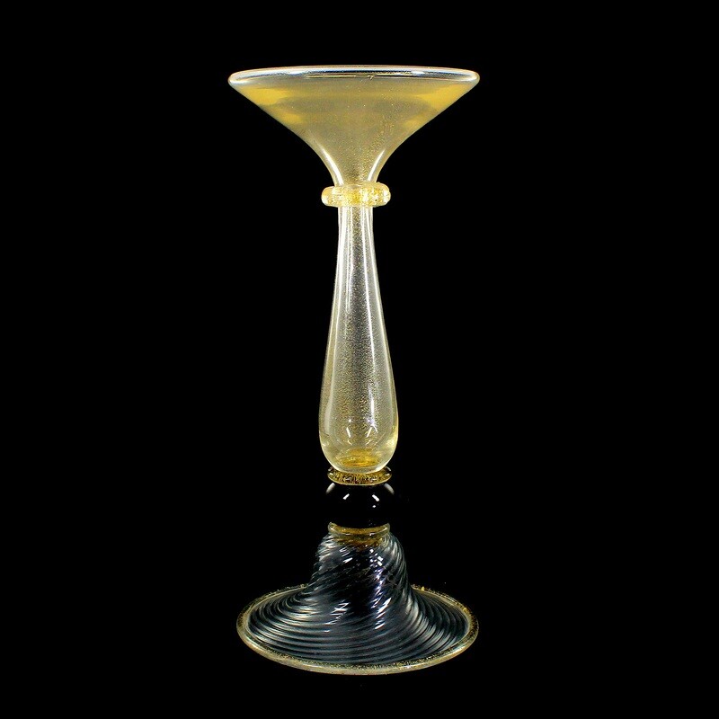 Large vase made of colorless glass with gold shimmer inclusions, Vetreria Cenedese