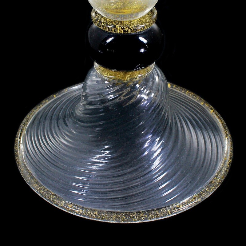 Large vase made of colorless glass with gold shimmer inclusions, Vetreria Cenedese