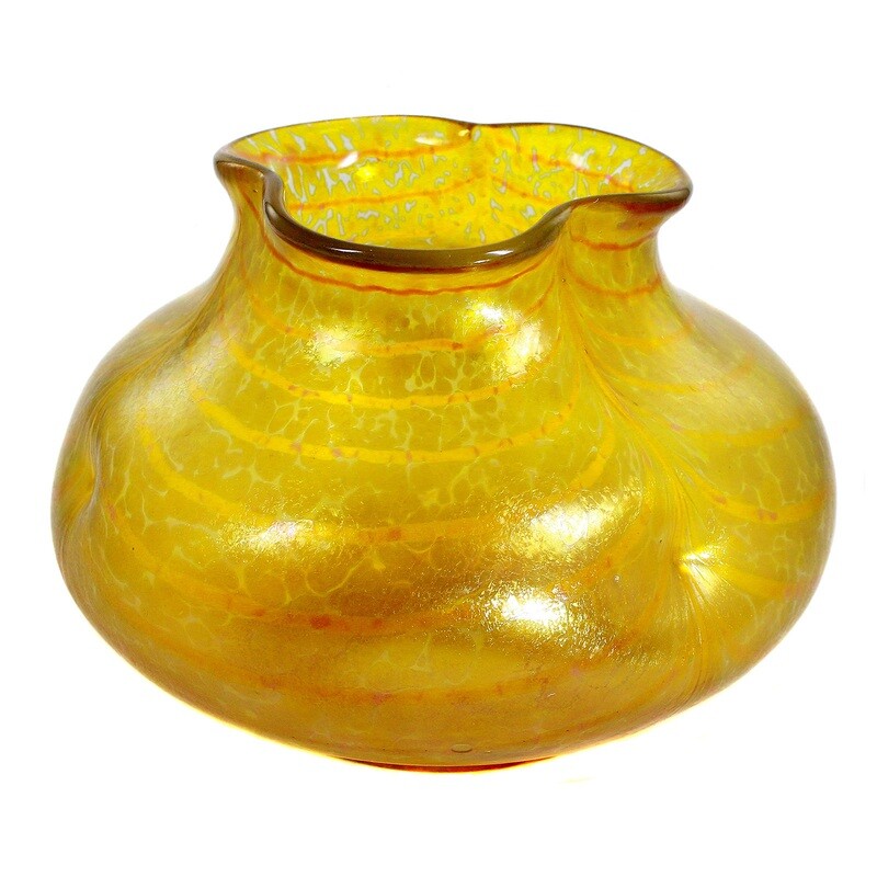 Vase with yellow crumbs &amp; combed decor, Fritz Heckert around 1901