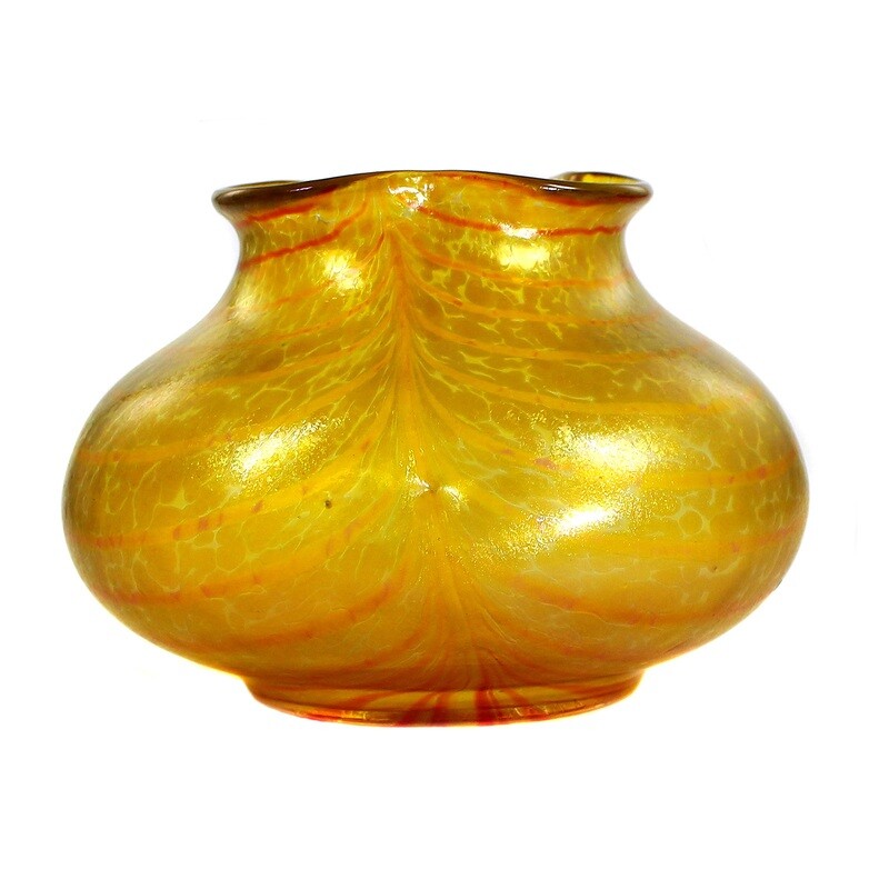 Vase with yellow crumbs &amp; combed decor, Fritz Heckert around 1901