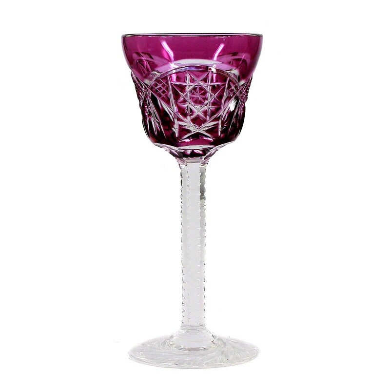 Purple overlay liqueur Roman, Josephinenhütte, designed by Prof. S. Haertel, 1920