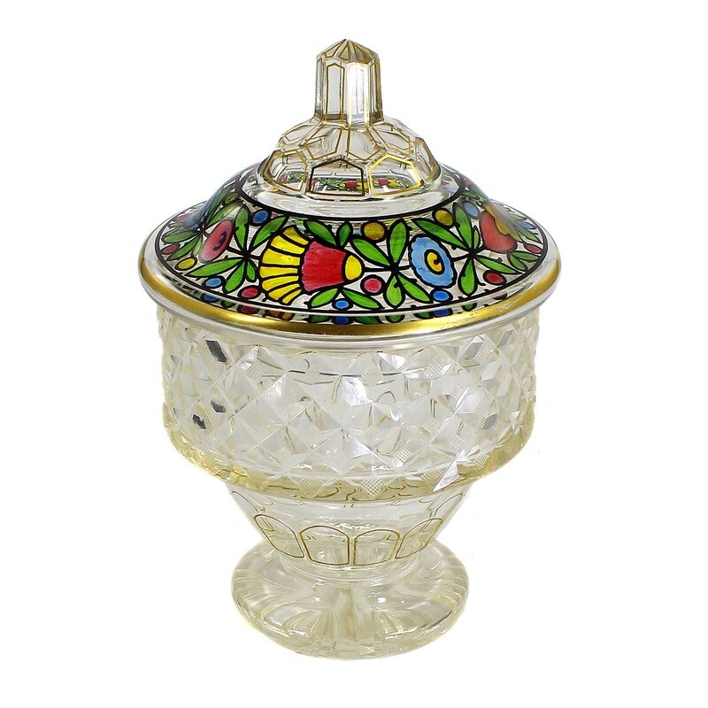 Lidded box with stone cut and transparent painting, Haida around 1920