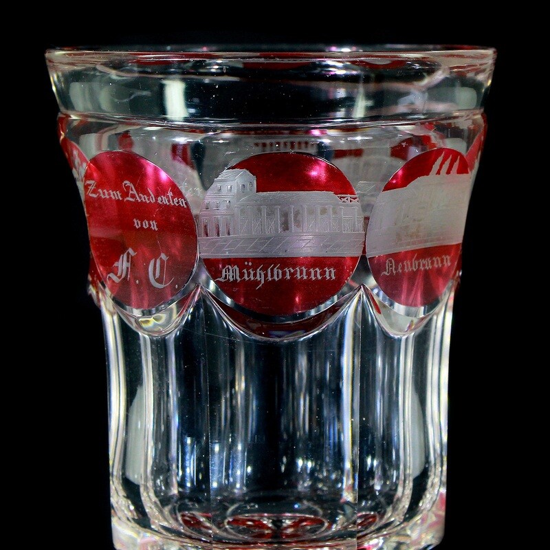Beaker with seven Carlsbad views, Bohemia, around 1840-50
