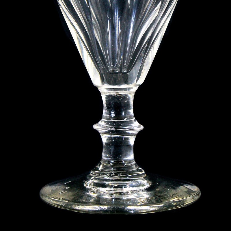 Large goblet with arched facets &amp; pressed nodes, mid-19th century.