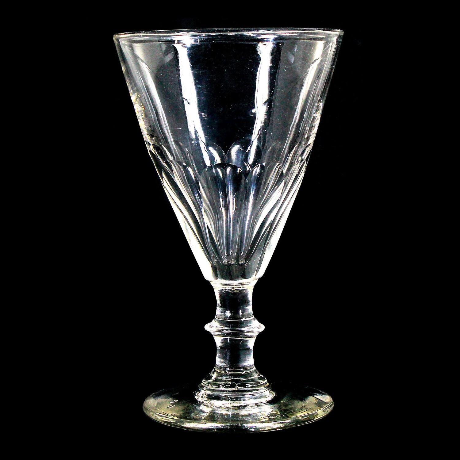 Large goblet with arched facets &amp; pressed nodes, mid-19th century.