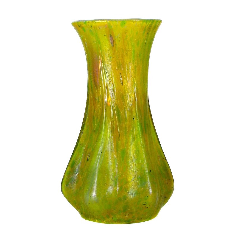Art Nouveau vase with opal glass overlay and crumb melting, Bohemia around 1900