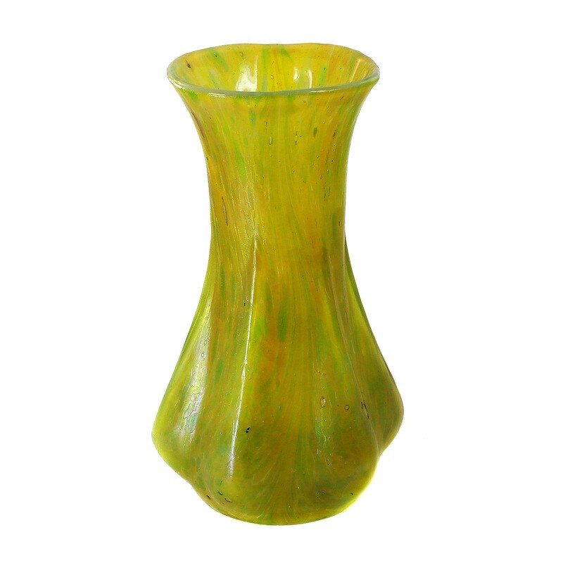 Art Nouveau vase with opal glass overlay and crumb melting, Bohemia around 1900