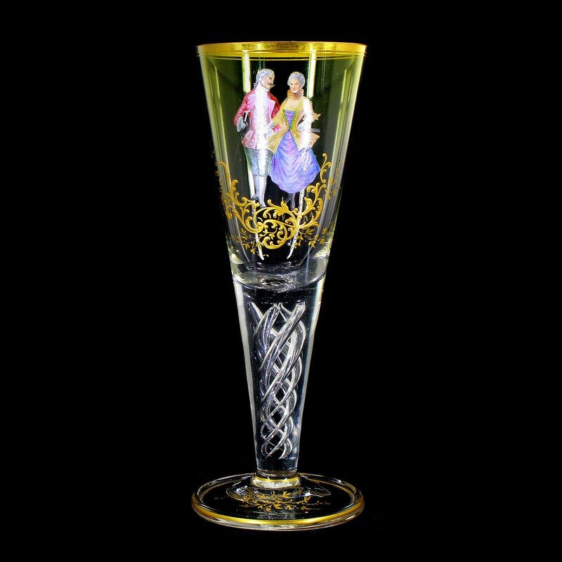 Magnificent cup with gold and enamel painting, a gallant couple, Harrach&#39;sche Neuwelt