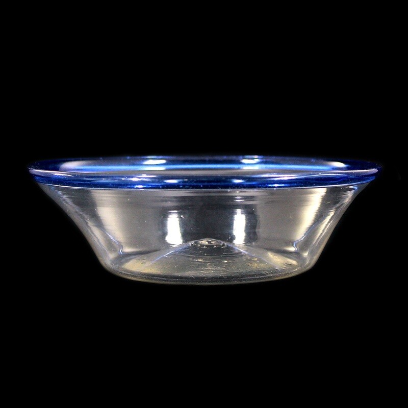 North German milk sateen with blue edge &amp; raised bottom, beginning. of the 19th century