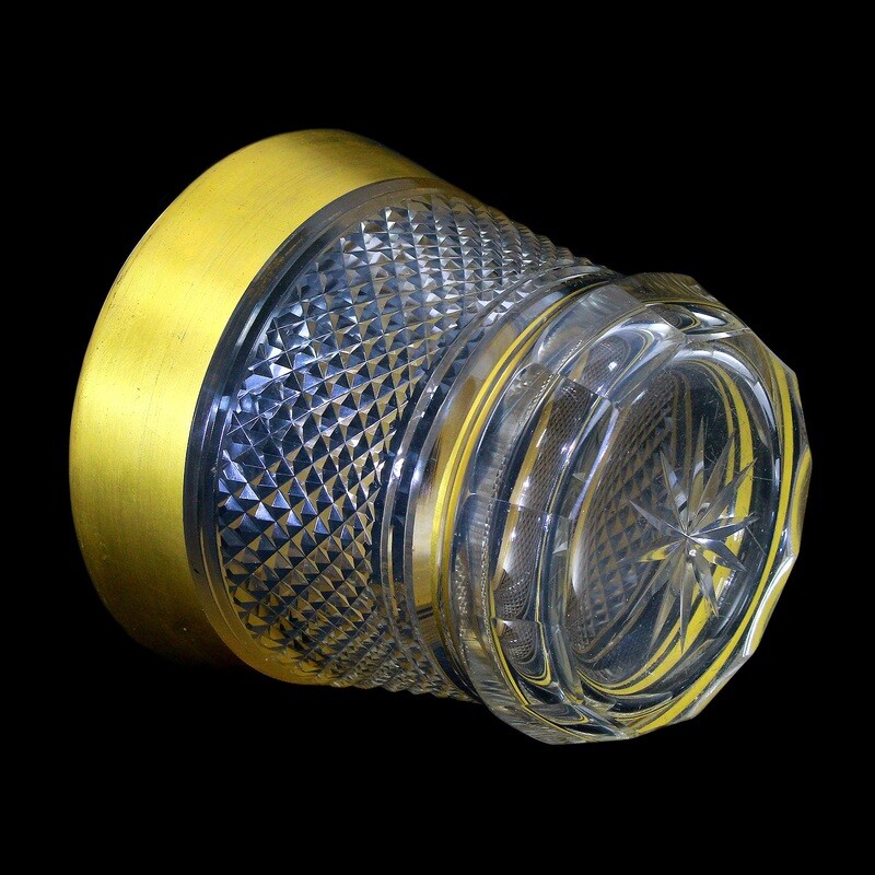 Biscuit container with brilliant cut &amp; wide gold rim, Josephinenhütte, Viktoria
