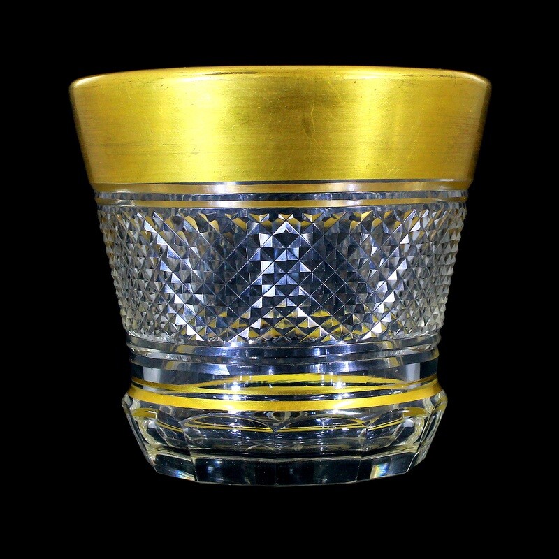 Biscuit container with brilliant cut &amp; wide gold rim, Josephinenhütte, Viktoria