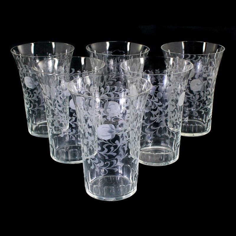 6 cups made of colorless crystal glass with rich decorative cut decoration, Zwiesel