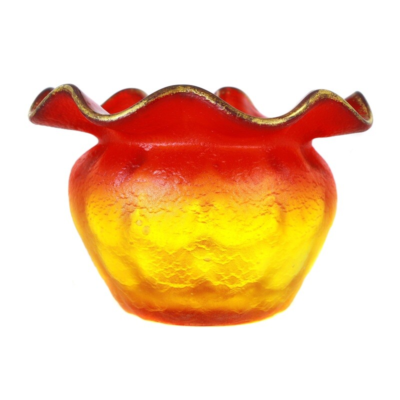 Vase red-yellow gradient with scale decoration, glass factory Elisabeth around 1900