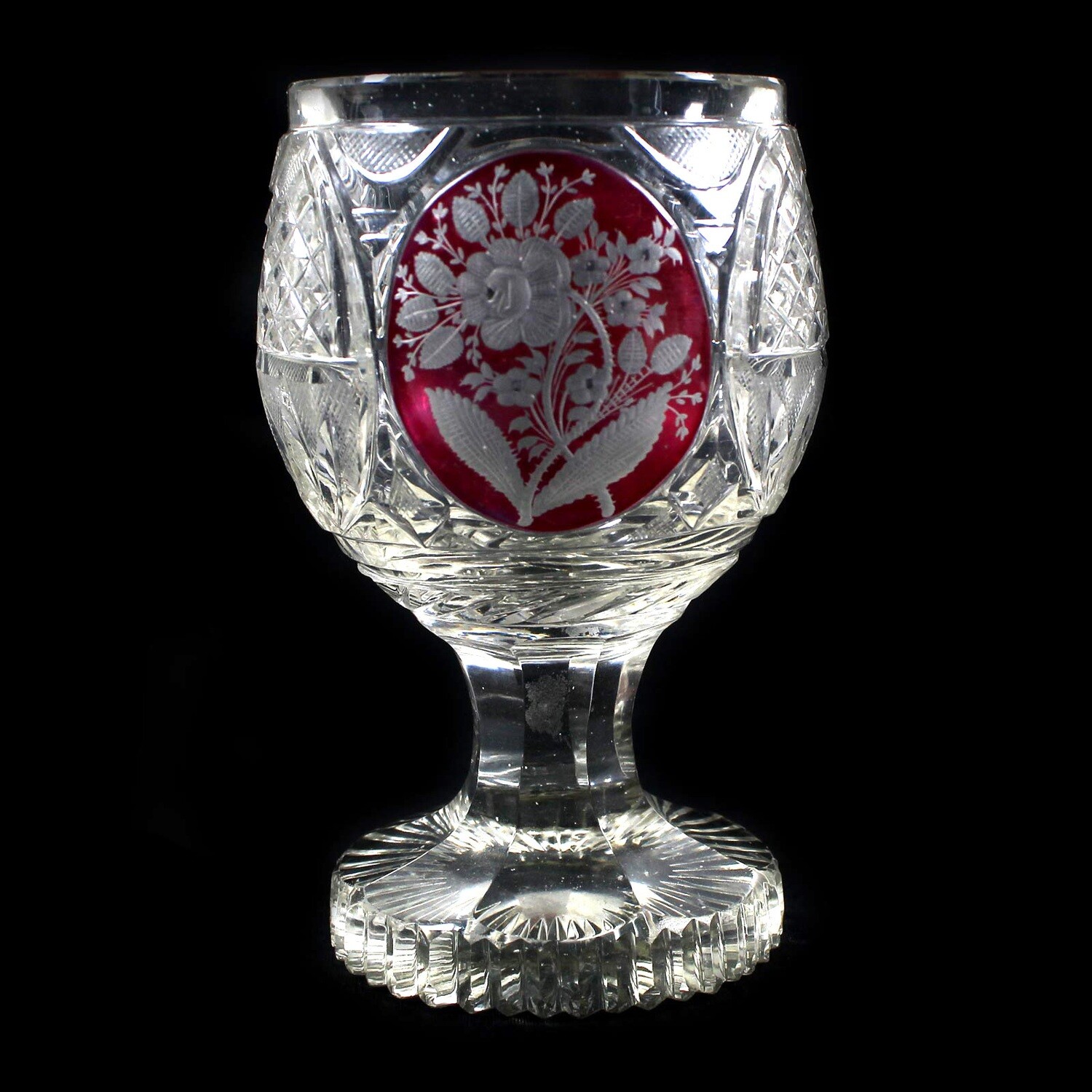 Beaker with cut and inscribed allegories, Bohemia, around 1845-50