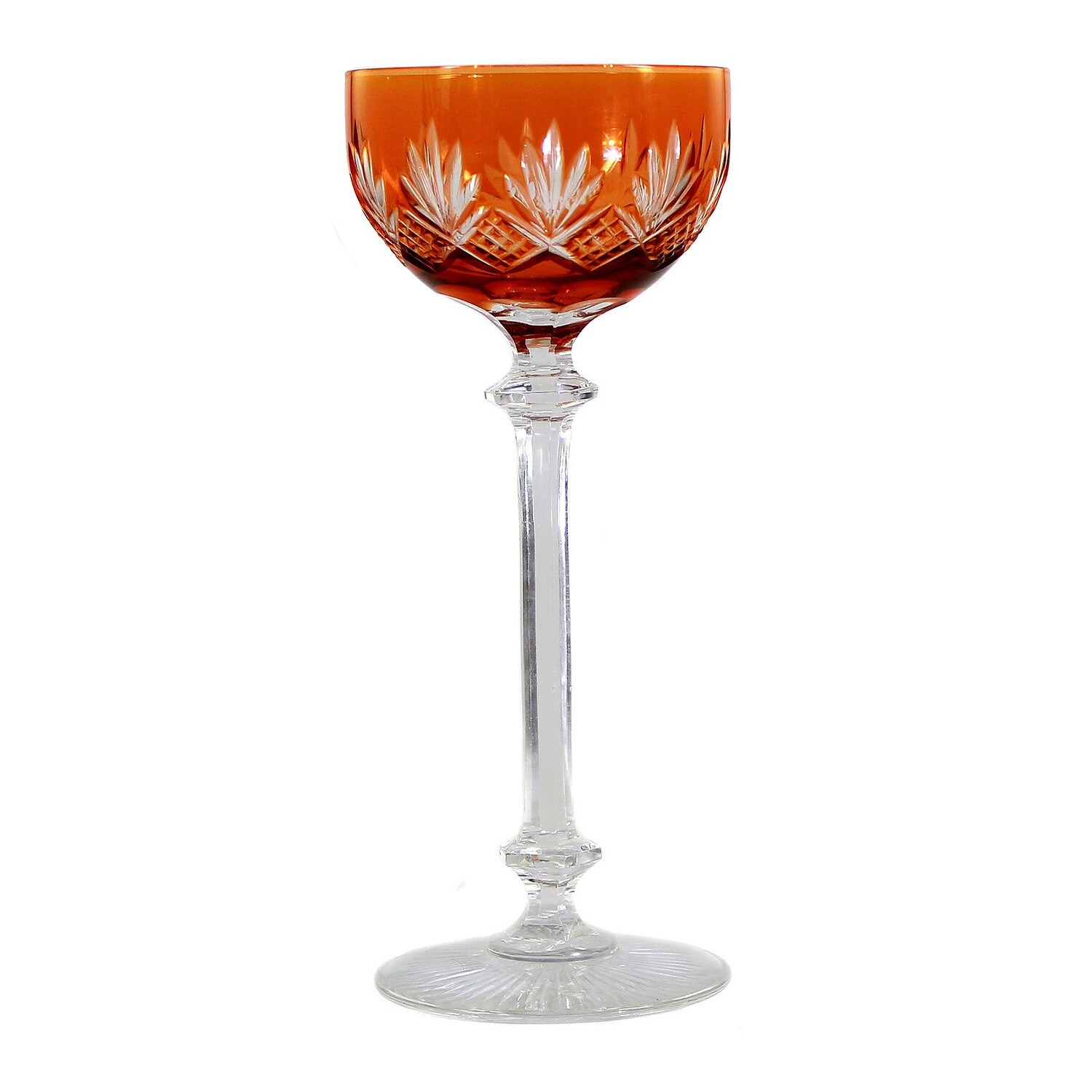 Roman, faceted shaft with orange cup, Saint Louis about 1905