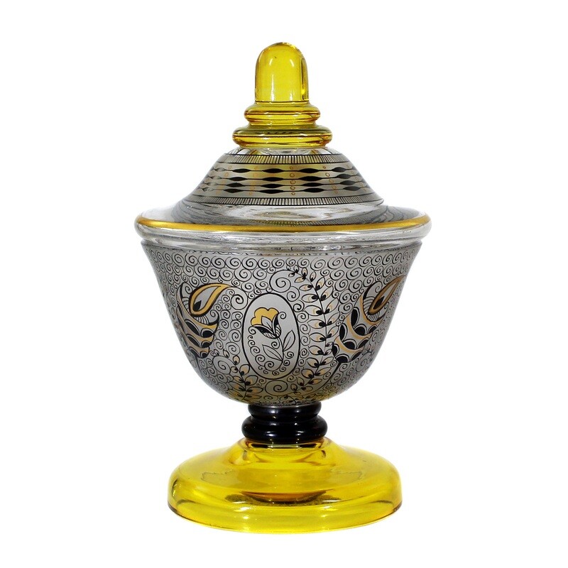 Rare lidded box with black solder and gold painting, Adolf Beckert around 1914-16