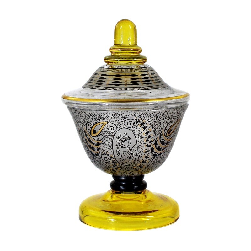 Rare lidded box with black solder and gold painting, Adolf Beckert around 1914-16