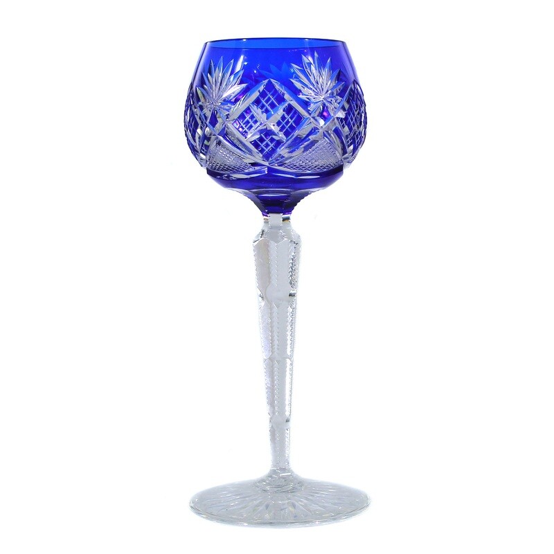 Roman with blue overlay &amp; faceted shaft, Val Saint Lambert around 1910