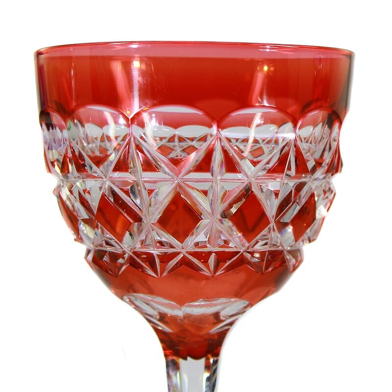 Stem glass with orange overlay, Stevens &amp; Williams around 1910-20