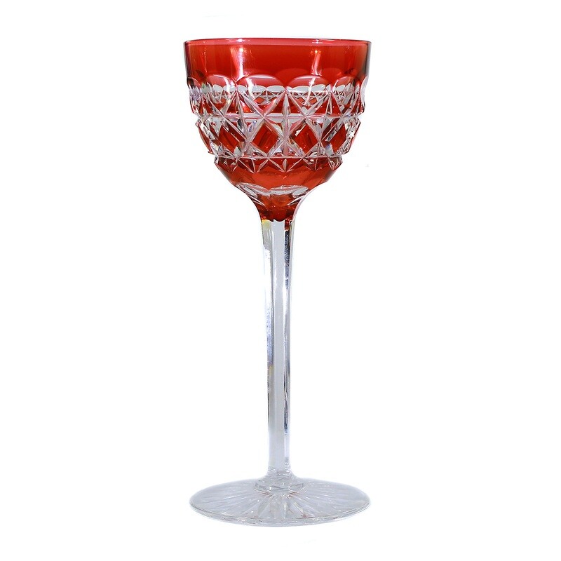 Stem glass with orange overlay, Stevens &amp; Williams around 1910-20