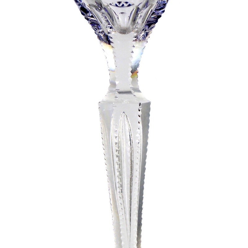Stem glass with cobalt blue overlay &amp; decorative cut decoration, Cristallerie St. Louis