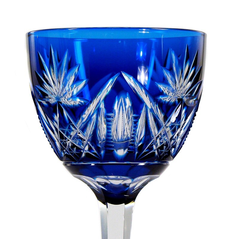 Stem glass with overlay &amp; decorative cut decoration, Val St. Lambert, Lubin series