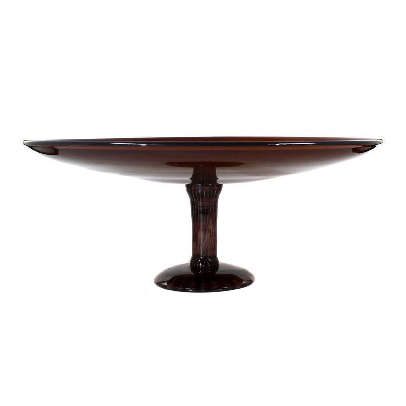 Large footed bowl made of opaque brown glass, Verreries Schneider around 1920-30