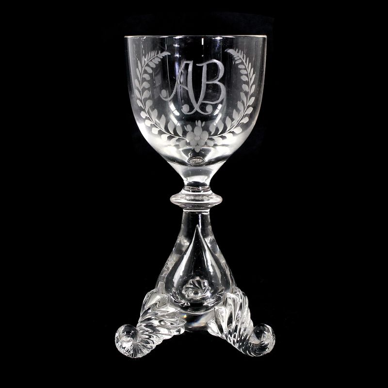 1st of 3. Wine glass on three volute feet, cup with palmettes &amp; monogram AB