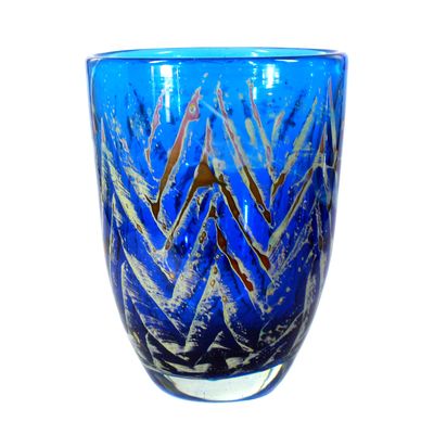 Vase mit Chevron Muster, Mdina, Entwurf Michael Harris um 1980-90