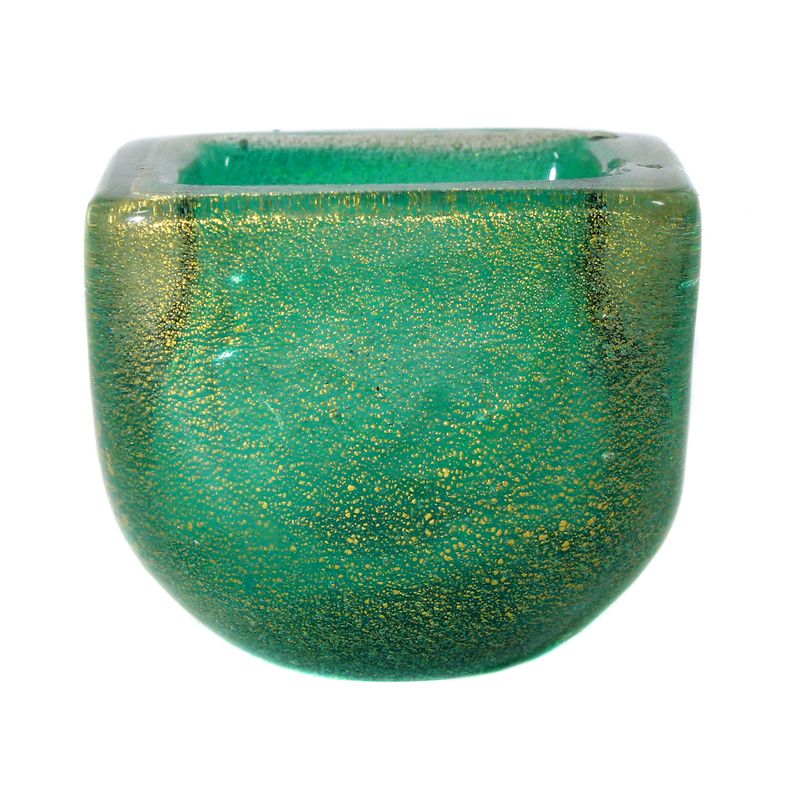 Small bowl with gold glitter, Venini, Sommerso a bollicine, around 1940