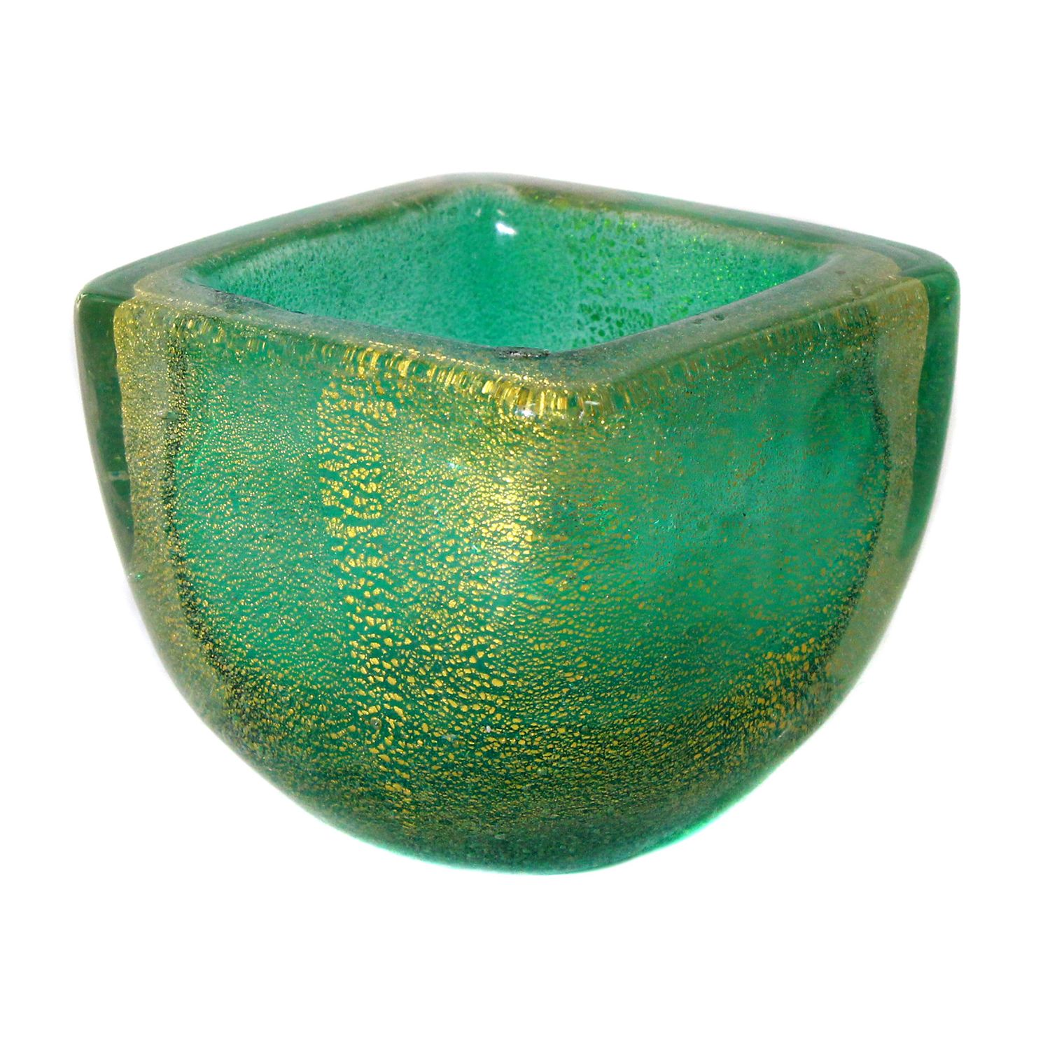 Small bowl with gold glitter, Venini, Sommerso a bollicine, around 1940