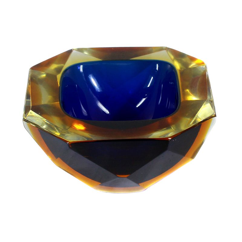 Multi-faceted Sommerso bowl with blue interior, Murano around 1955
