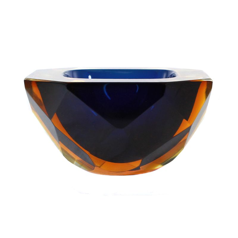 Multi-faceted Sommerso bowl with blue interior, Murano around 1955
