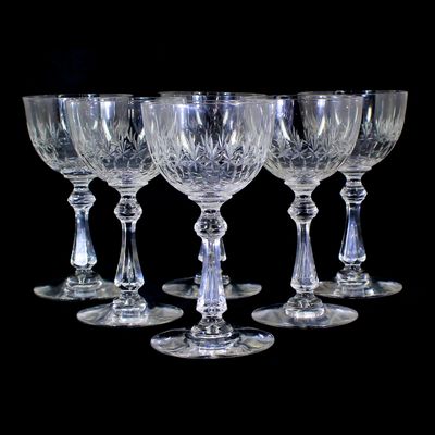 6 wine glasses with baluster shaft and pierced air bubble, Fenner Glashütte