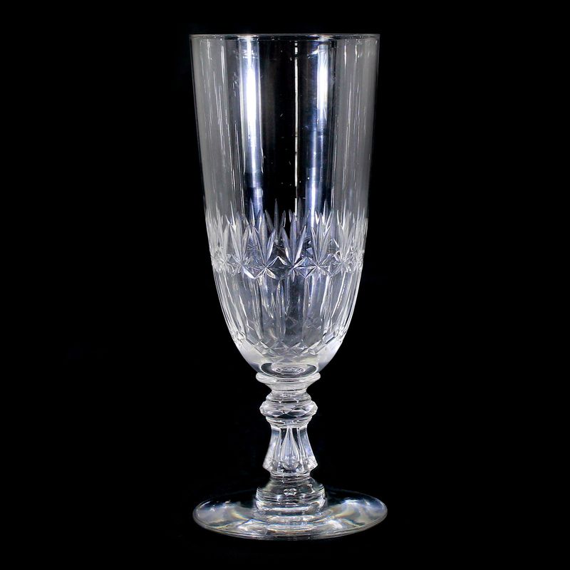 6 Bock cups with baluster shaft and pierced air bubble, Fenner Glashütte