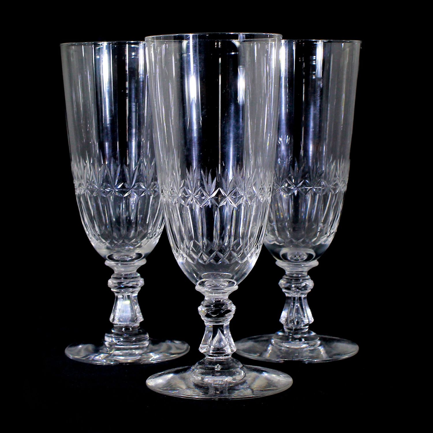 1 of 3 Bock cups with baluster shaft and pierced air bubble, Fenner Glashütte