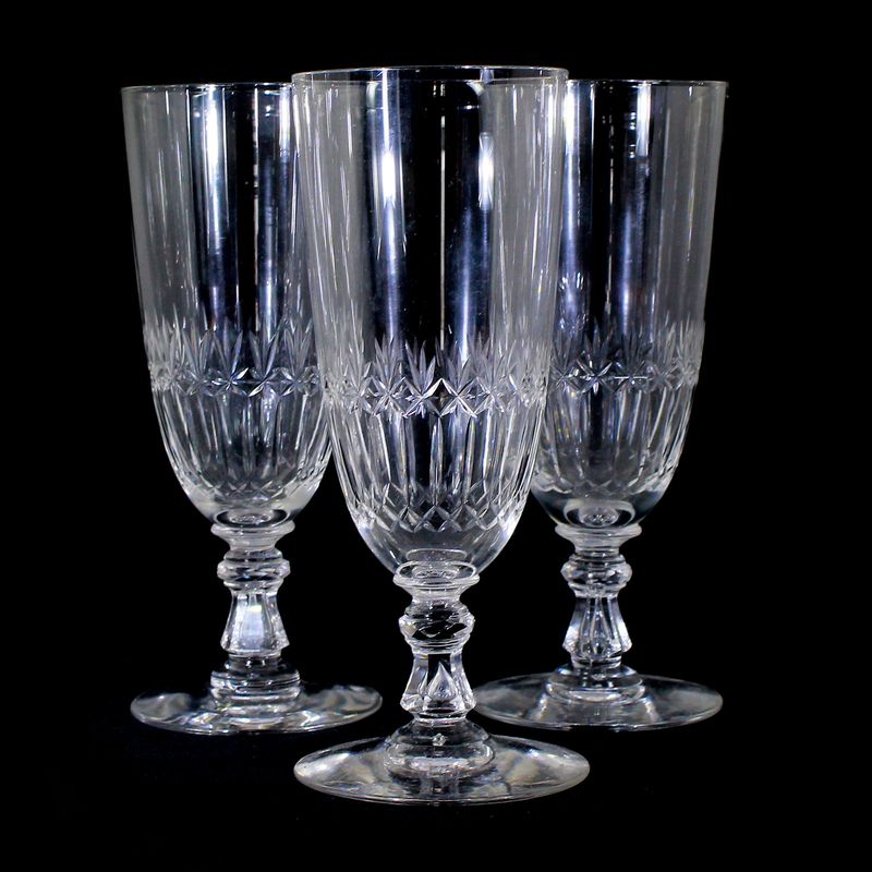 1 of 3 Bock cups with baluster shaft and pierced air bubble, Fenner Glashütte