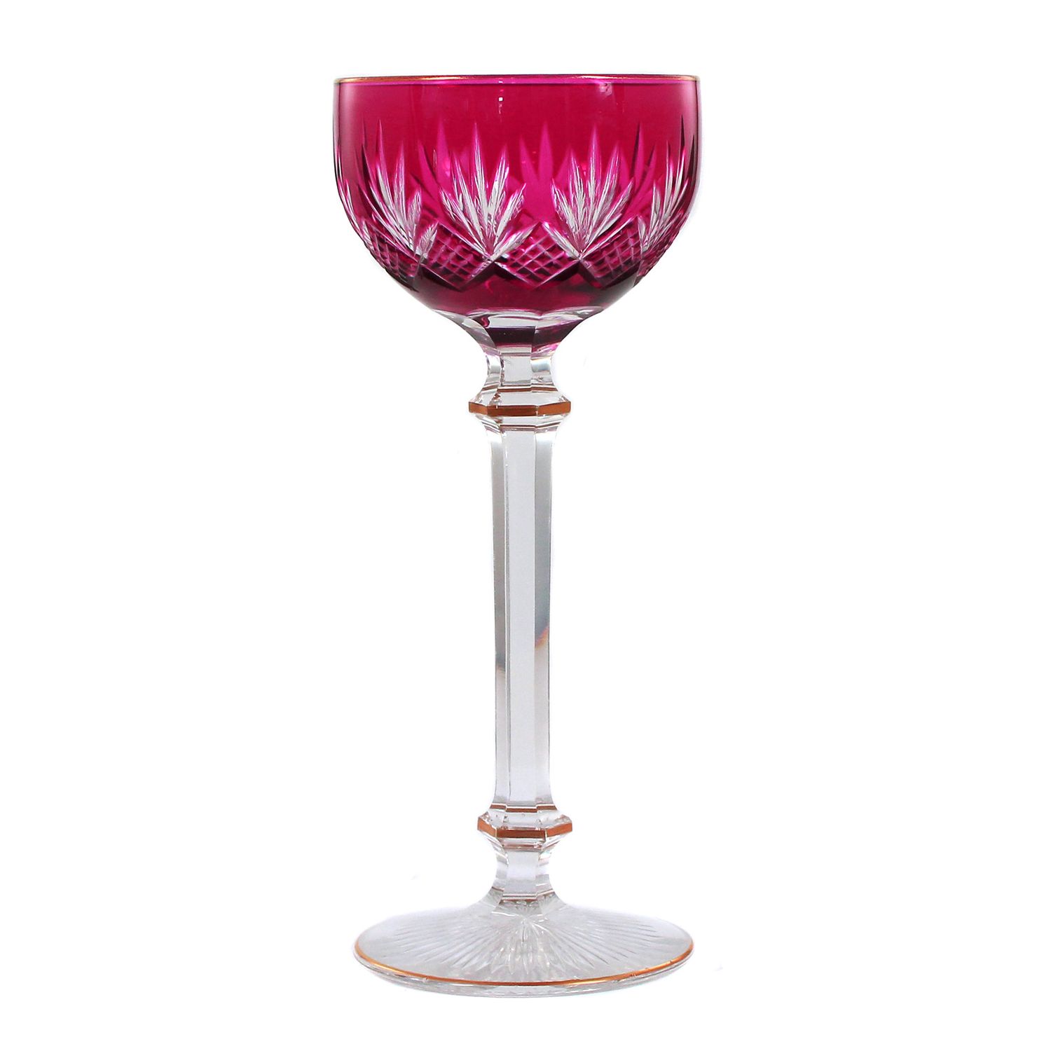 Stem glass with magenta overlay &amp; polished gold, Cristallerie Saint Louis, around 1900