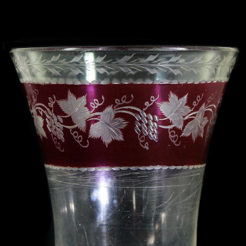 Ranft cup with glazed ribbon and cut vines, Bohemia around 1830