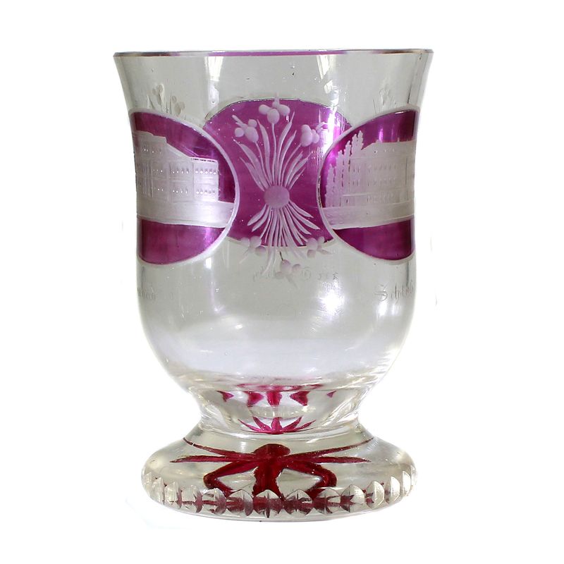 Footed cup with cut views of Teplitz, Bohemia around 1840-50