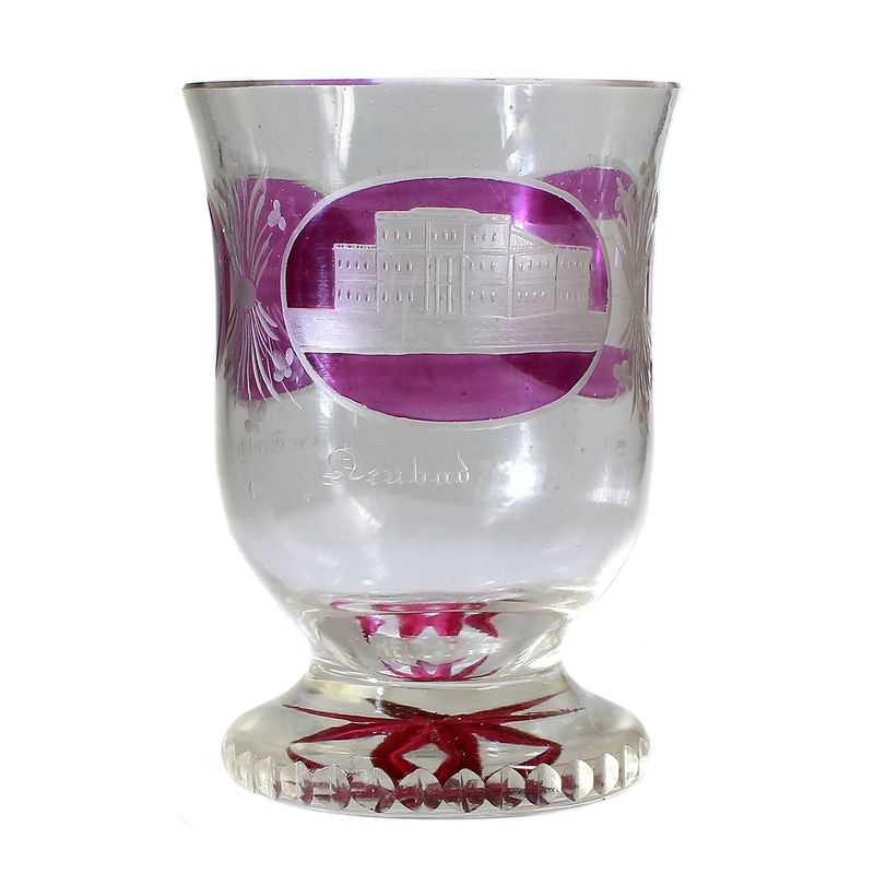 Footed cup with cut views of Teplitz, Bohemia around 1840-50